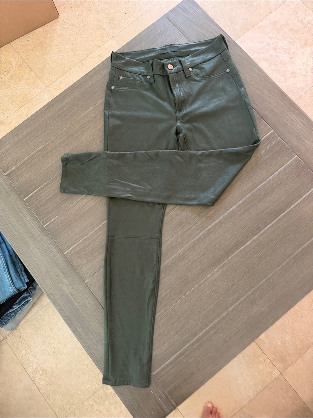7 For All Mankind Olive Green Skinny Stretch Pants